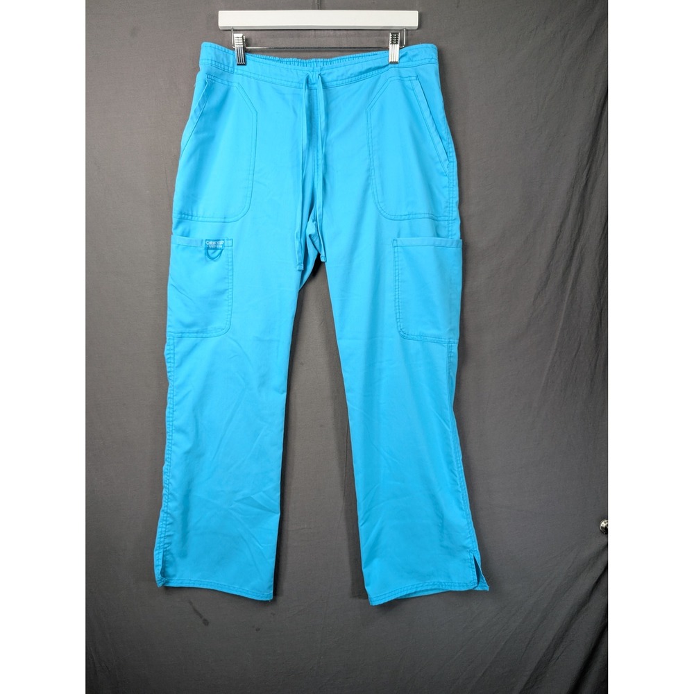 Cherokee Workwear WW120 Scrub Pants Turquoise Blue Medium Cargo Drawstring